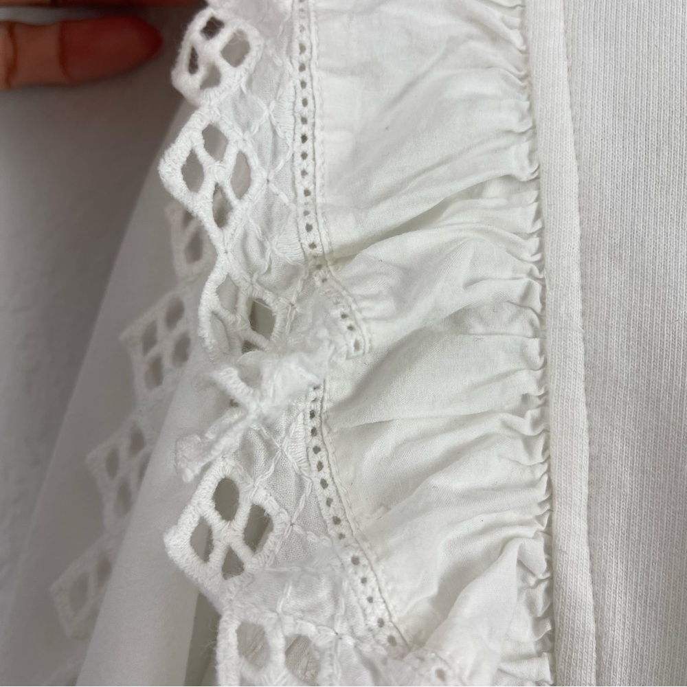 By Anthropologie White Ruffle Sleeve Top Sz M - Picture 9 of 13